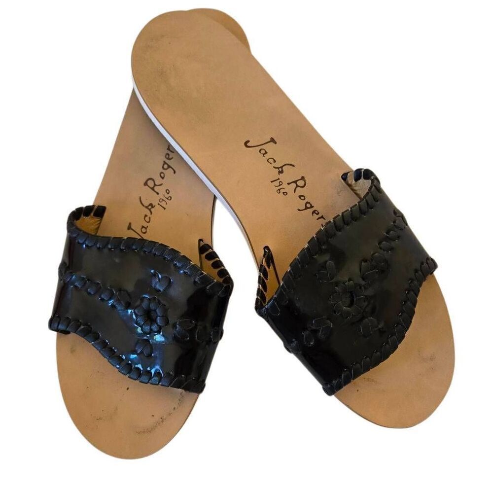 Jack Rodgers Womens Sanibel Slide Flat Black Sandal Size 7.5 - Picture 7 of 9